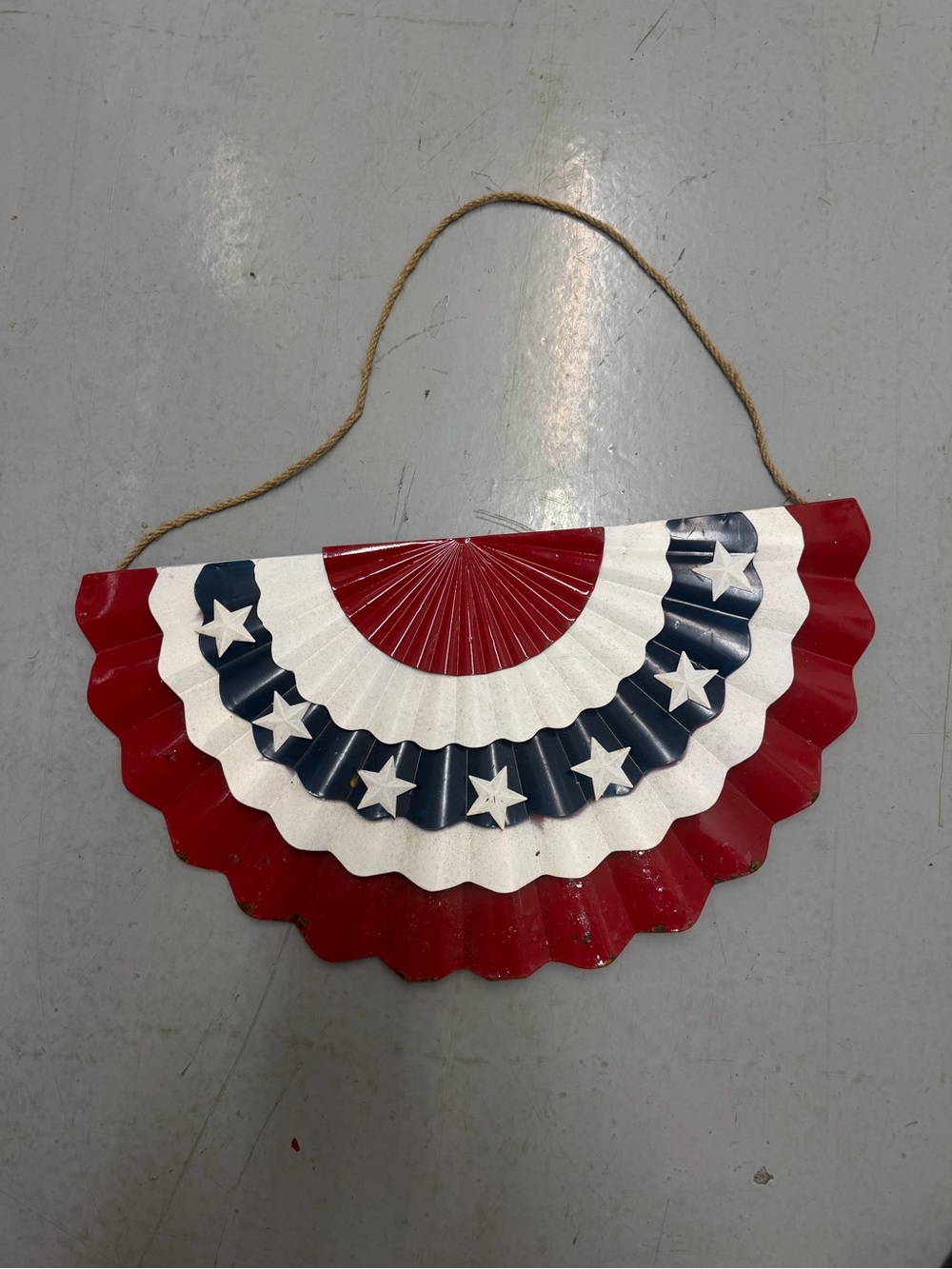 Patriotic Red White & Blue Metal Fan Wall Hanging